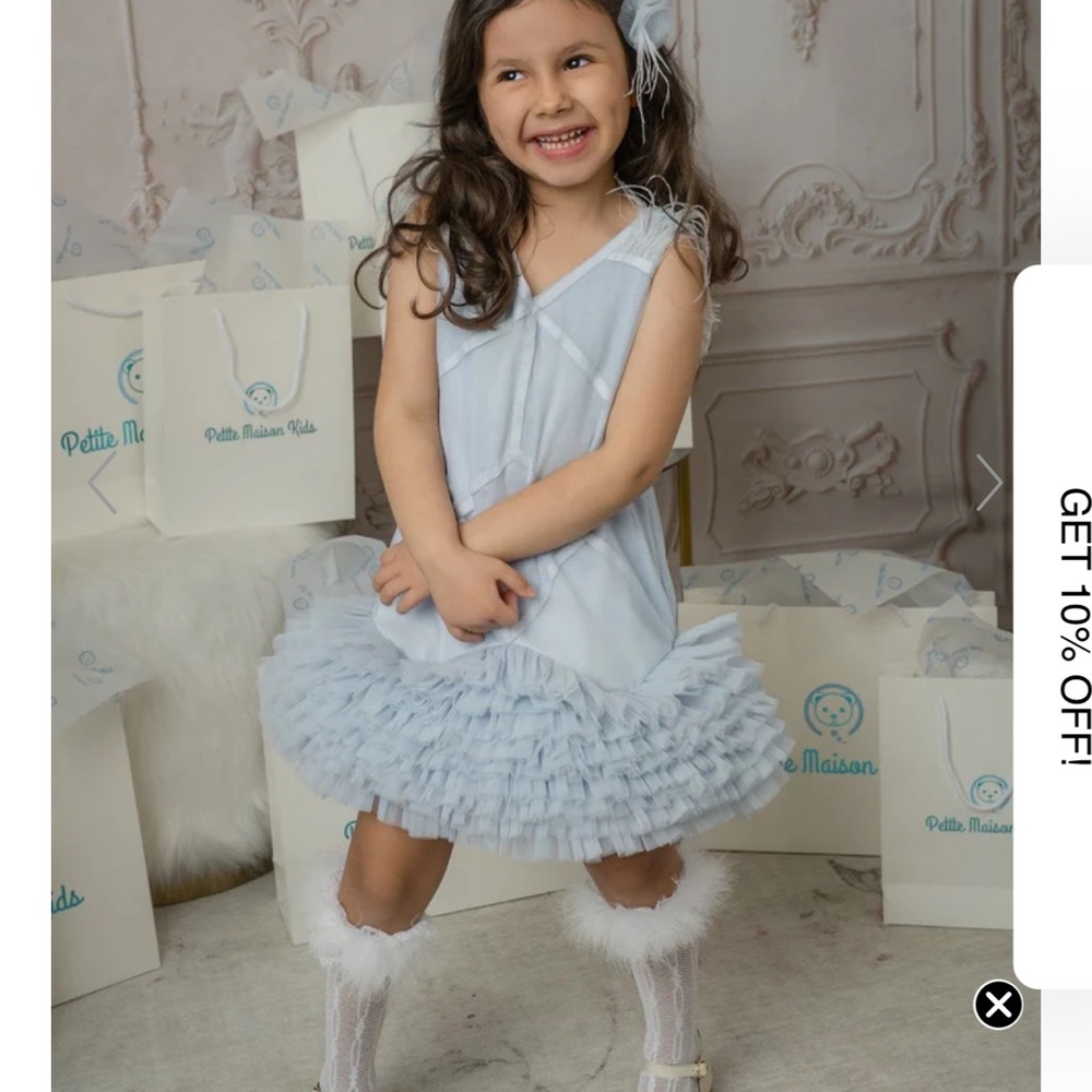 Elegant Light Blue Ruffled Kids Dress
